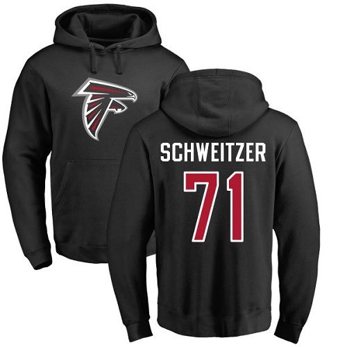 Atlanta Falcons Men Black Wes Schweitzer Name And Number Logo NFL Football #71 Pullover Hoodie Sweatshirts